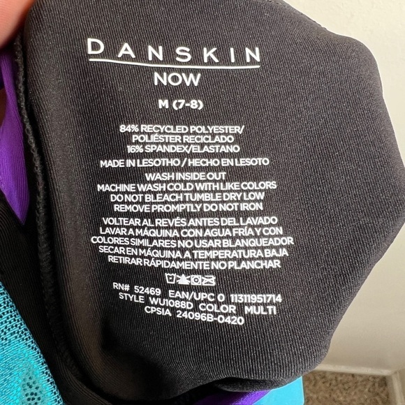 Danskin Now Black/Teal/Purple Dance Singlet Outfit Girls 8 Comfort Wicking - Picture 5 of 5